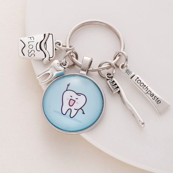 NEW Dental Dentist Keychain Bag Charm Tooth Brush Paste ~ Gift Affordable Unisex - Picture 2 of 4